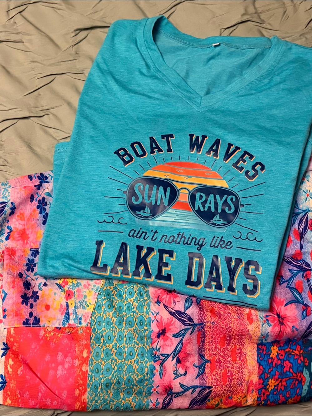 BUNDLE DEAL: Turquoise Tee and colorful long shorts or capris